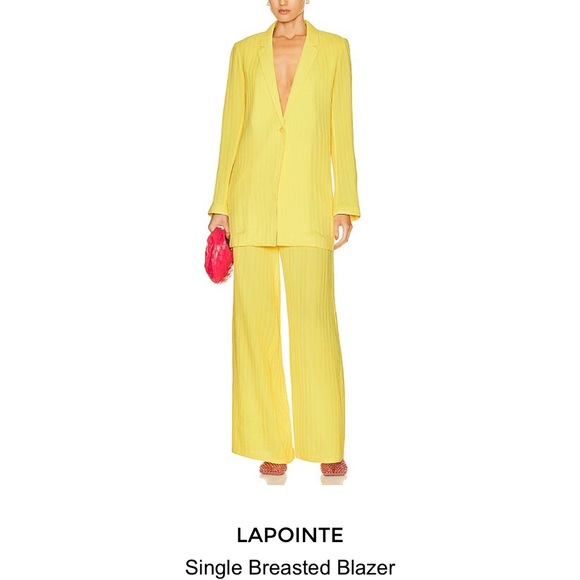 LAPOINTE NWOT silk blend yellow Single Breasted Blazer - Picture 3 of 16